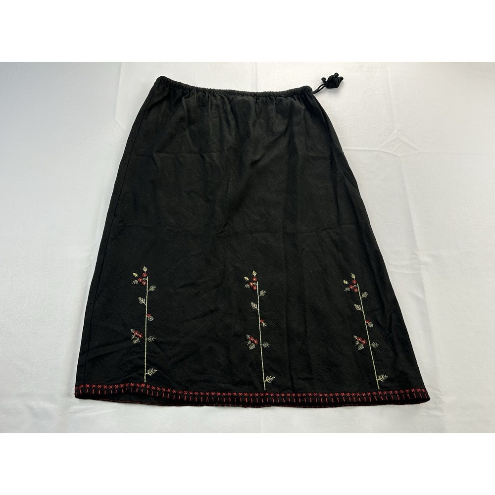 VTG  John Paul Richard Linen Blend Embroidered Floral A-Line Skirt M Boho Indie